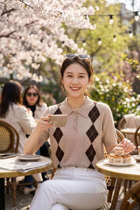 英伦概念|miu系菱格翻领短袖羊毛衫