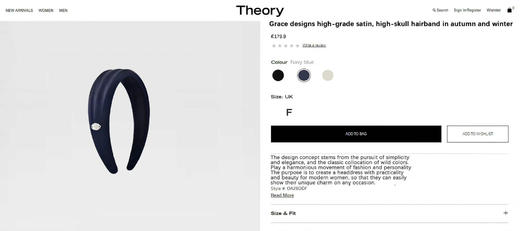 【秒杀价已调 直接拍】Theory 的发箍又来啦 轻奢缎面 发箍 商品图4