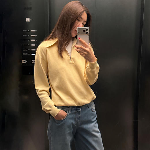ROMI STUDIO100%欧洲美利奴羊毛半拉链polo领休闲开衫 RWCWST7195 商品图3