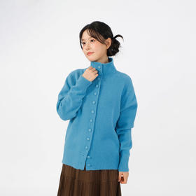 《蓝色无货勿拍》基本款立领小翻领纽扣针织开衫毛衣-纪念日百货门店同款165144846