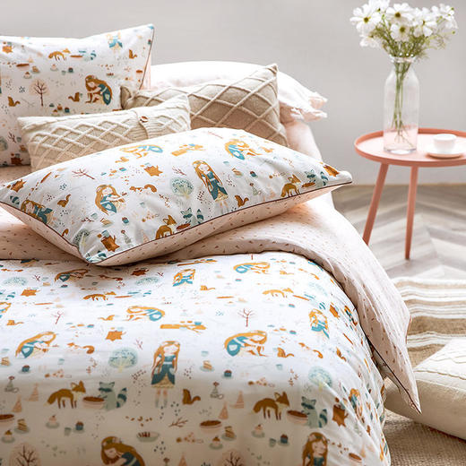 【代发】80支磨毛 欢乐峡谷 森林女孩 蓝铂儿童四件套纯棉（尺寸为被罩尺寸） 商品图4