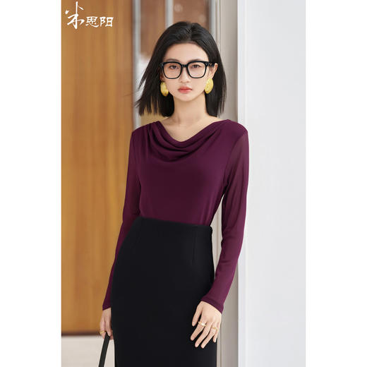 剩S/M/L/XL 西梅紫荡领长袖T恤5J25CT4396 商品图1