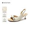 【上新】natursun时髦高跟鞋2026女新款夏天外穿细跟法式复古方头时装凉鞋N26328205 商品缩略图0