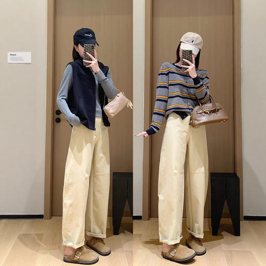 【春日蓝调】自制超轻中空纱休闲裤！2026舒适抗皱立裁显瘦老钱弯刀阔腿裤女春秋款！ 商品图3