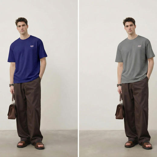 棉质短袖T恤男士宽松时尚圆领夏季半袖简约百搭上衣  YLZ-15051 商品图2