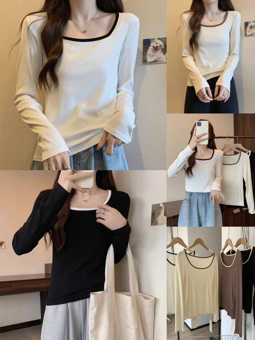 特价出！通勤穿搭神器！百搭方领长袖T！ 商品图0