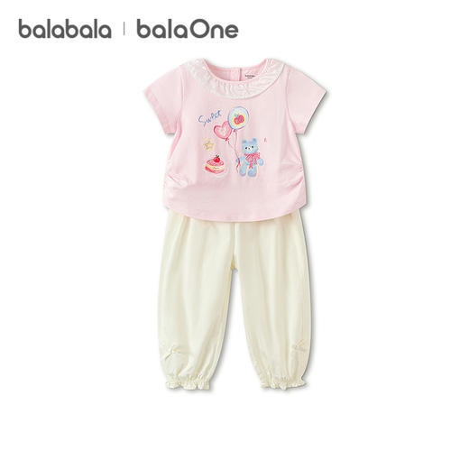 巴拉巴拉女童短袖套装儿童宝宝两件套2026新款夏精致荷叶边上下装 商品图4