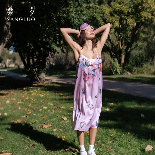 鬼马少女』桑罗魔法小狗撞色吊带裙桑蚕丝俏皮减龄 商品图3