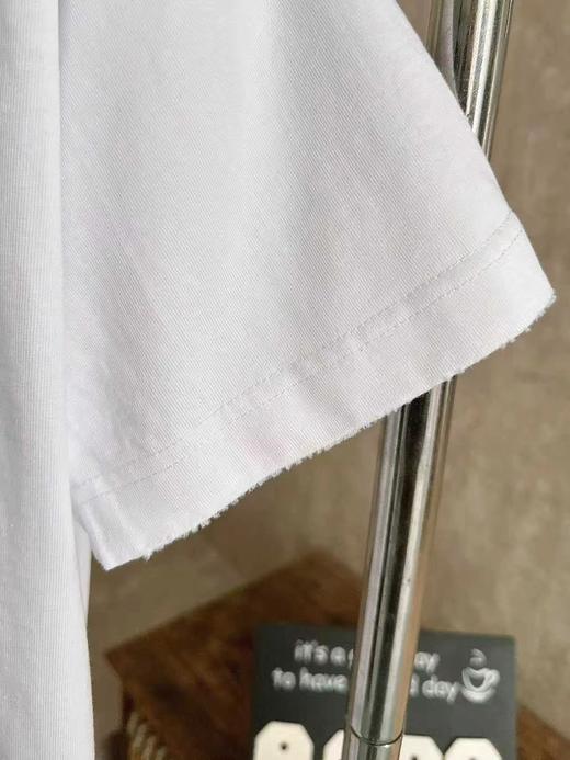 F031202春夏新款男女同款水洗磨破工艺 logo牛仔贴布刺绣短袖T恤 商品图13