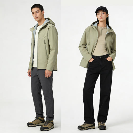 凯*石M8同款 全天候硬核户外连帽男女款软壳衣 商品图2