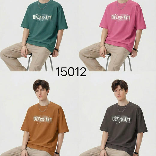 夏季新款圆领短袖涂鸦字母印花纯色青年T恤   YLZ-15012 商品图1