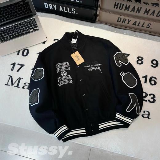 F031247美式街头毛呢刺绣羊毛混纺高街飞行员夹克男女同款棒球服 商品图0