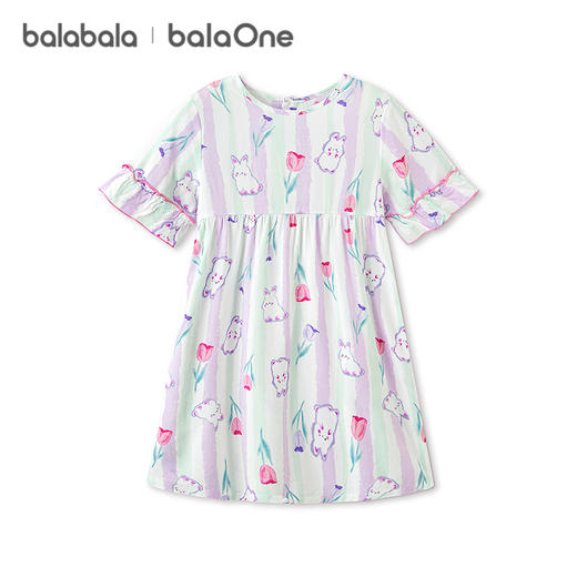 巴拉巴拉宝宝裙子夏季新款女童睡裙空调服防着凉儿童家居裙甜美萌 商品图4