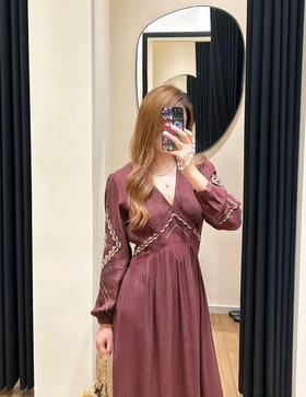 312-7 纯圆正 法式重工 中长款 连衣裙 我穿3码宽松合适