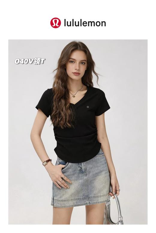 F031260一包2件装新款时尚百搭纯色简约修身轻便舒适V领款小蛮腰短袖 商品图6