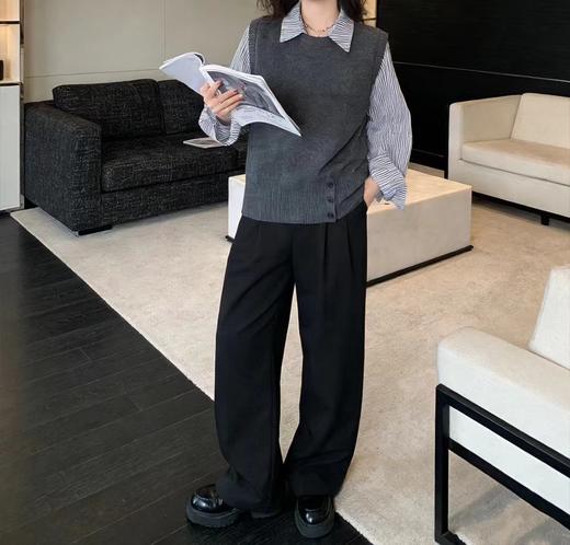 F031222春季新款气质减龄百搭宽松显瘦针织假两件上衣 商品图12