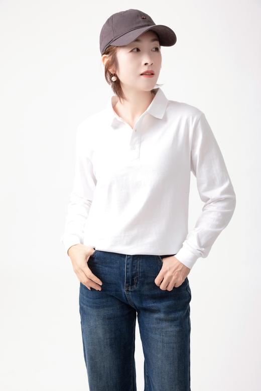 Polo领长袖白T 商品图0