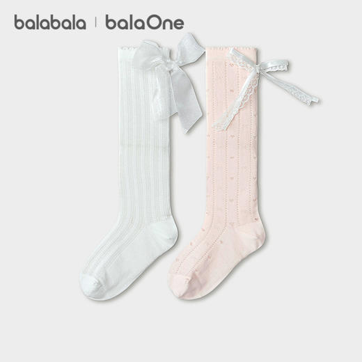 巴拉巴拉女童袜子夏季网眼袜透气薄中筒袜甜美蝴蝶结棉弹两双装 商品图2