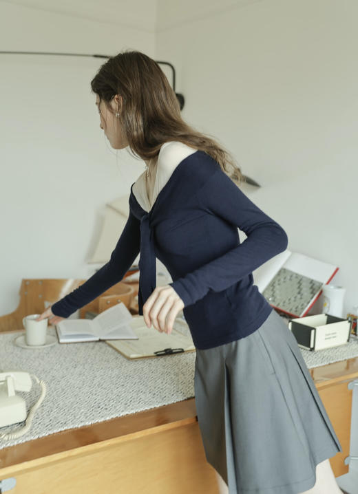 设计师款优雅芭蕾蝴蝶结假两件上衣 商品图3