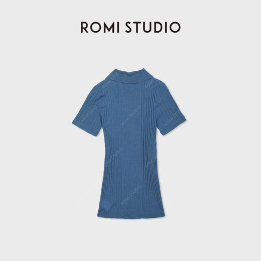ROMI STUDIO“文艺复古”100%高支羊毛坑条Polo短袖毛衫 RWDSS62245 商品图4