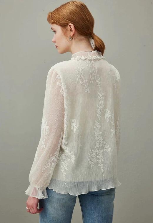 【服饰/饰品】浮花柔衫～重工微皱线绣肌理感小衫 C127065 商品图5