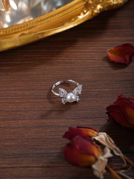 子佩集【绚烂重生】银S925珍珠惜王妃戒指【R2122】双色蝴蝶2602 商品图5