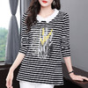 2026春秋季新款纯棉条纹女士长袖t恤休闲大码女装上衣打底衫宽松 商品缩略图2