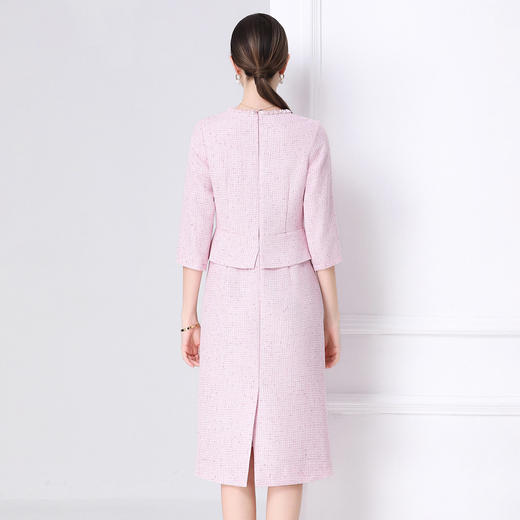 「高货deo」全新升级【铂金会员441/天猫599/差价158】(12155)洛诗琳气质小香风连衣裙2026春季新款重工亮片假两件裙子 商品图3