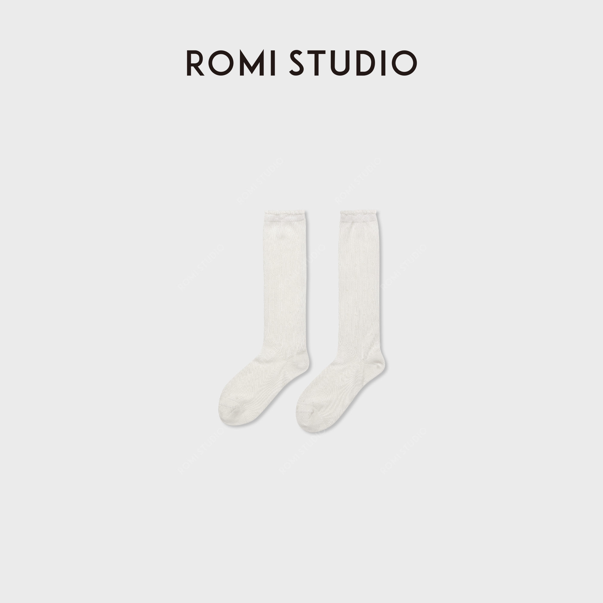 ROMI STUDIO“云朵袜”桑蚕丝混纺针织微弹卷边小腿袜 RWDSP02221