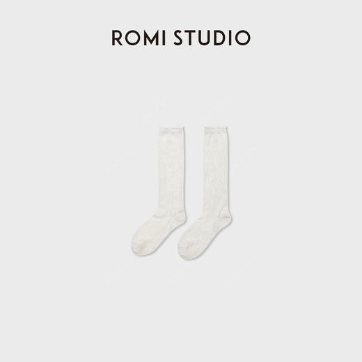 ROMI STUDIO“云朵袜”桑蚕丝混纺针织微弹卷边小腿袜 RWDSP02221 商品图0