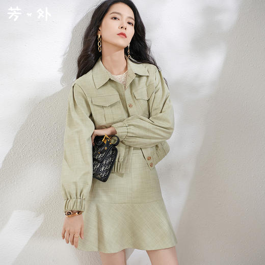 芳外新款飒气减龄时尚套装工装外套鱼尾半裙两件套8D21CG1475 商品图0