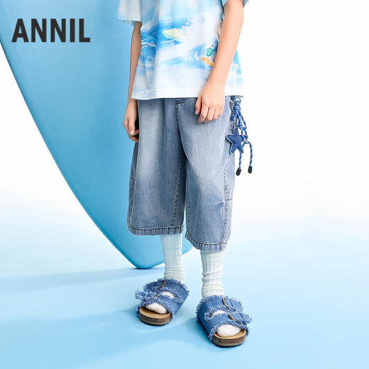 【实体店同款】男童全腰牛仔七分裤夏季新款安奈儿童装AB626146 商品图2