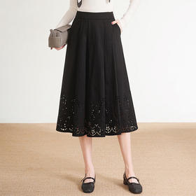 「自」全新升级【铂金会员146/天猫189/差价43】(03046)洛诗琳高腰下摆镂空半身裙2026春季气质高级感A字雕花半裙
