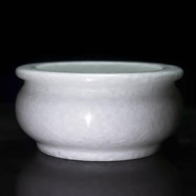 水晶白香炉直径20厘米天然汉白玉石花瓶摆件上贡祭品