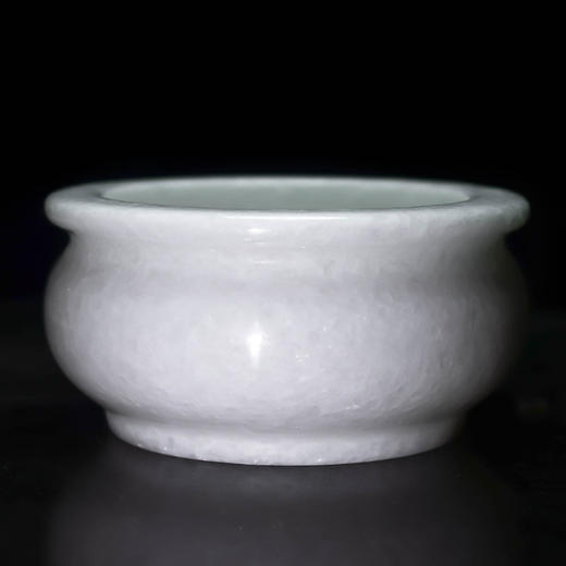 水晶白香炉直径11厘米天然汉白玉石花瓶摆件上贡祭品 商品图0