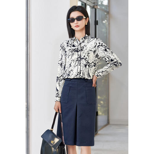 剩M 印花衬衫+通勤半身裙套装5Z25CG5068 商品图1