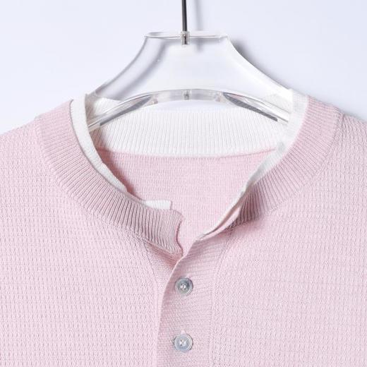 SDSA男装2026新款高贵轻奢简约时尚撞色亨利领针织毛衣百搭慵懒风 商品图1