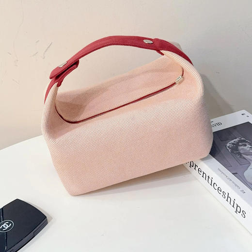 爱马仕 Bride-à-Brac 小马 刺绣 帆布拼红 饭盒包 商品图1