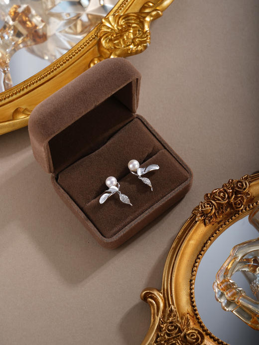 子佩集【‌仙姬珠华】银S925珍珠惜王妃耳钉【YE0885】双色兰花草2602 商品图5