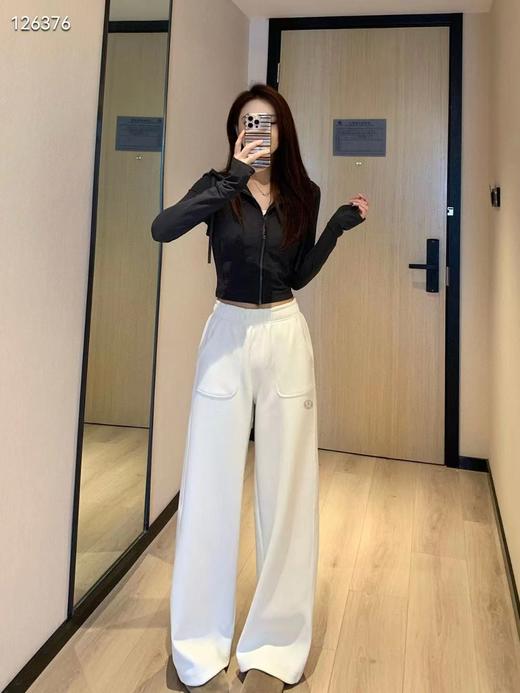 F031262暖皮绒休闲大口袋垂感宽松遮肉显瘦女士阔腿裤长裤 商品图2