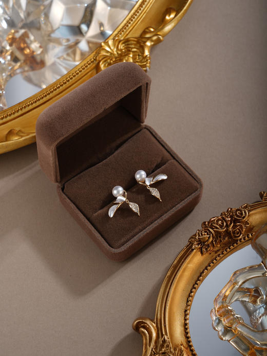 子佩集【‌仙姬珠华】银S925珍珠惜王妃耳钉【YE0885】双色兰花草2602 商品图8