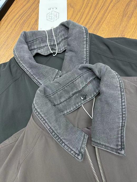 F031244新款美式潮牌拼接牛仔外套男春秋季痞帅休闲翻领拉链夹克 商品图7