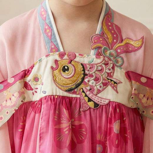 年衣童装汉服裙女童25秋季新款重工改良唐装儒裙夜舞鱼龙汉服裙N1253432D02 商品图4