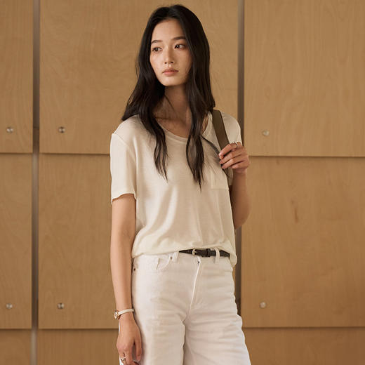 （合作款）【2026夏季新品】醋酸亚麻 · 口袋短袖 圆领天丝莱赛尔T恤yc0409006 商品图5