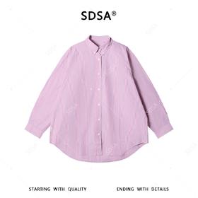 SDSA男装2026新款高贵轻奢简约时尚撞色竖纹长袖衬衫百搭宽松衬衣