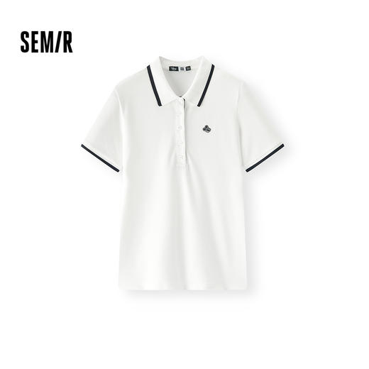 森马迪士尼合作系列POLO衫女夏季修身绣花撞色休闲风时尚百搭衣服 商品图0