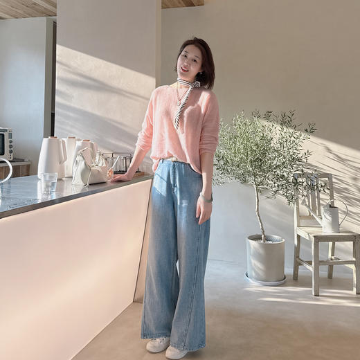 火桐hooton 亚麻牛仔直筒阔腿牛仔裤 商品图0