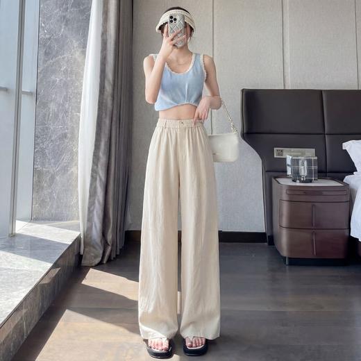 逸柔家【莱赛尔天丝阔腿裤2611】爆款莱赛尔天丝亚麻阔腿裤 慵懒风高腰宽松垂感冰感裤 商品图4