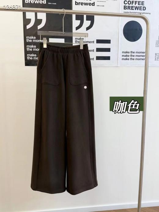F031262暖皮绒休闲大口袋垂感宽松遮肉显瘦女士阔腿裤长裤 商品图11