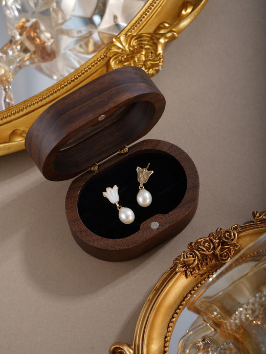 子佩集【森系铃音】银S925珍珠惜王妃耳钉【YE0990】双色玉兰花2602 商品图7